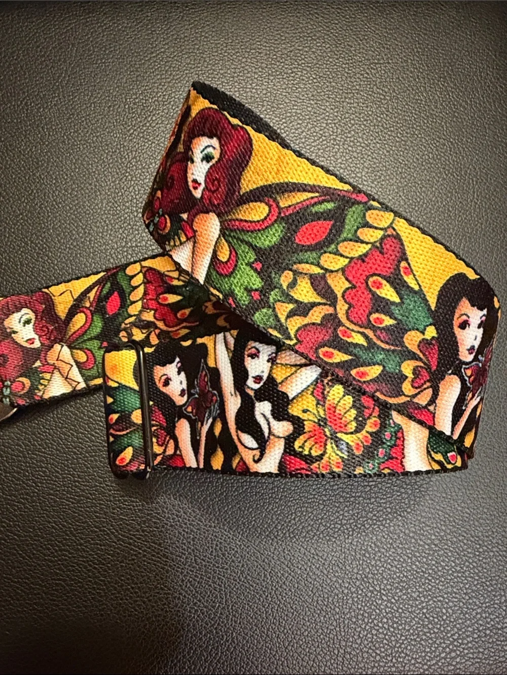 Buckle-Down Yellow Fairy Floral Seatbelt Belt